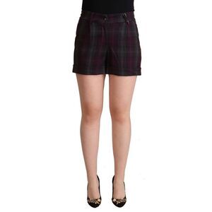 BENCIVENGA Multicolor Checkered Mid Waist Folded Hem Women's Shorts